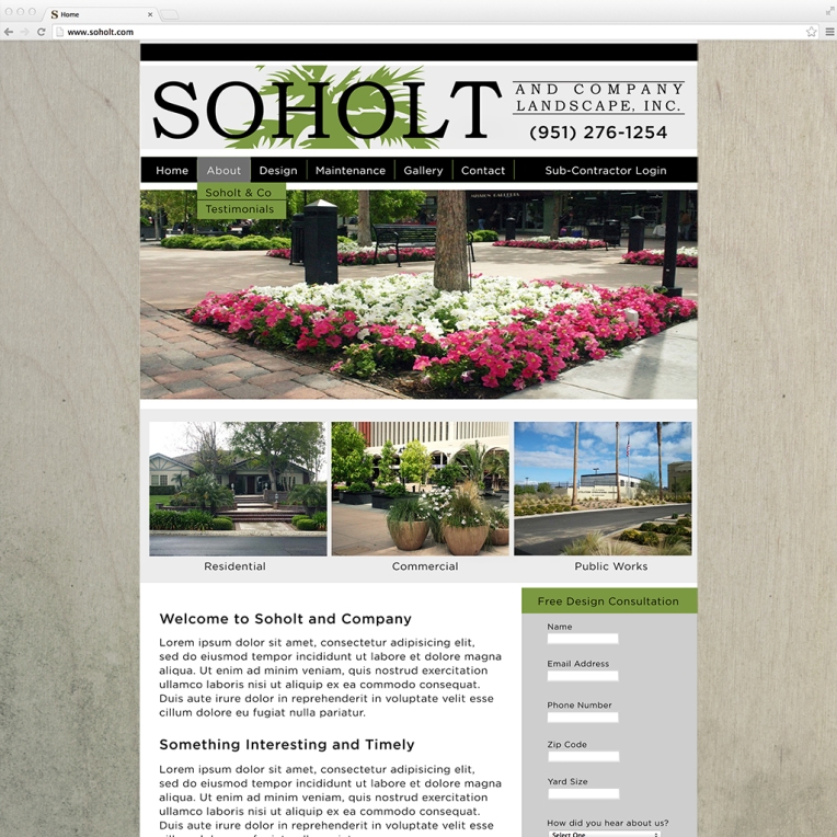 Website Design for Soholt Landscape